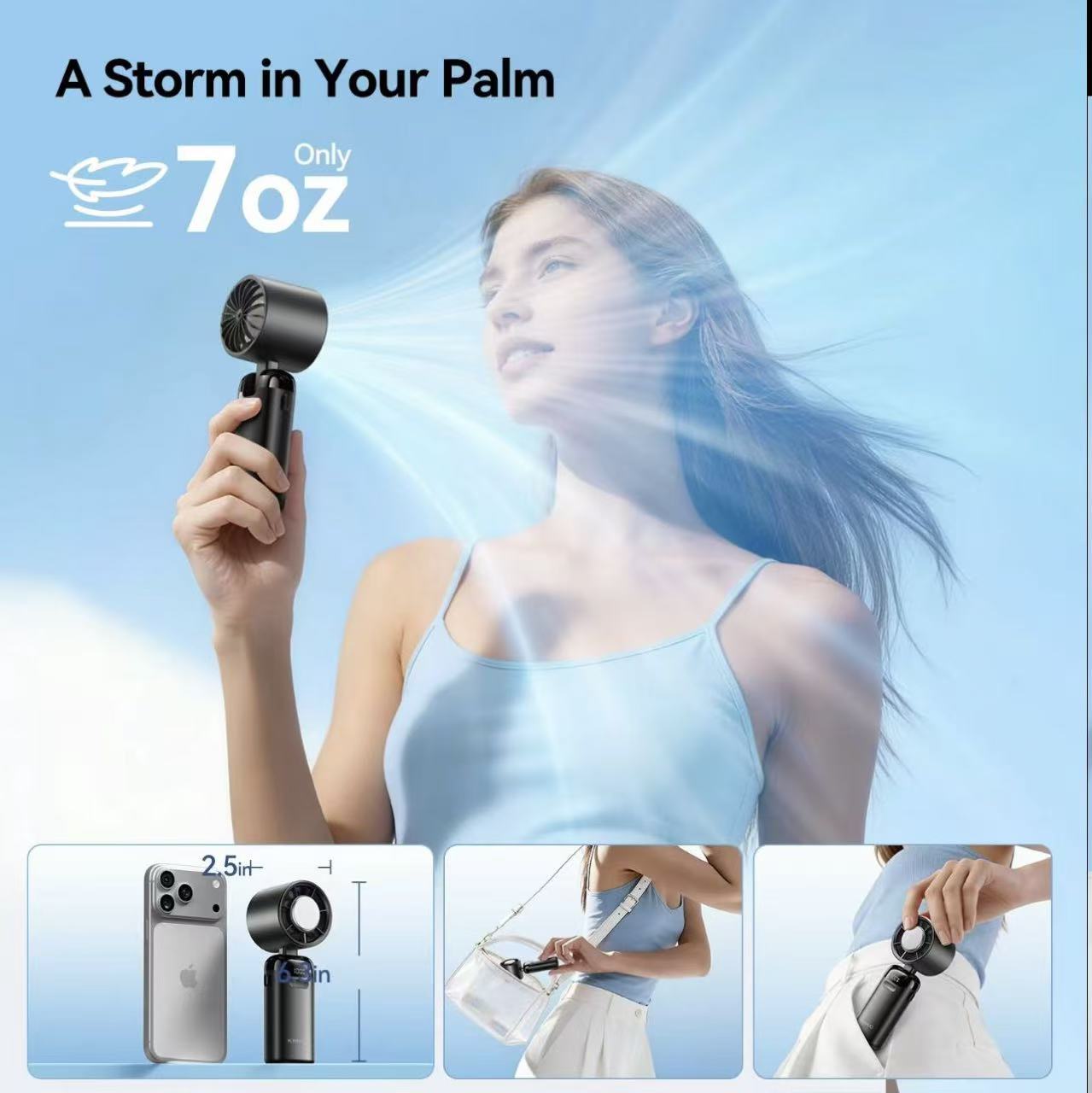 Portable fan Handheld High Speed Fan 199 Adjustable Levels Foldable for Summer  Travel Vacation Essentials& Outdoor Activities  cool fan,dorm essentials,home essentials