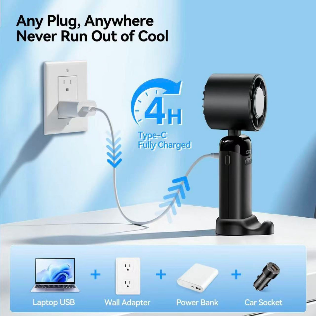 Portable fan Handheld High Speed Fan 199 Adjustable Levels Foldable